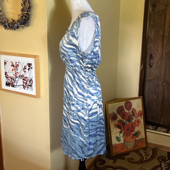 BANANA REPUBLIC Size 14 100% Crinkle Silk Ocean Beach Waves Tankdress $149 NEW - Picture 8 of 16